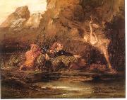 William Bell Scott Ariel and Caliban by William Bell Scott oil painting on canvas
